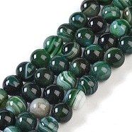 Natural Striped Agate/Banded Agate Beads Strands, Dyed, Round, Dark Slate Gray, 6mm, Hole: 0.8mm, about 32pcs/strand, 7.60''(19.3cm)(G-Z060-A01-A19)