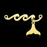 Ion Plating(IP) 201 Stainless Steel Connector Charms, Fish Tail, Real 18K Gold Plated, 28x5x1mm, Hole: 1.5mm(STAS-N090-LA892-2)