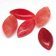 Horse Eye Dyed Natural Crackle Agate Cabochons, Red, 37~40x20~21x5~8mm(G-R350-09)