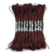 10 Skeins 12-Ply Metallic Polyester Embroidery Floss, Glitter Cross Stitch Threads for Craft Needlework Hand Embroidery, Friendship Bracelets Braided String, Dark Red, 0.8mm, about 8.75 Yards(8m)/skein(OCOR-Q057-A18)