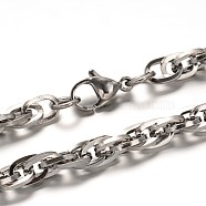 304 Stainless Steel Rope Chain Necklaces, with Lobster Clasps, Stainless Steel Color, 22.63 inch(57.5cm), 5mm(NJEW-L403-04P)