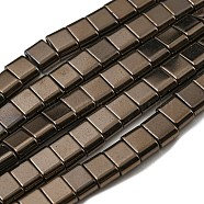 Electroplated Non-magnetic Synthetic Hematite Beads Strands, Rectangle, 2-Hole, Coffee, 6x4x3mm, Hole: 1.2mm, about 95pcs/strand, 15.35 inch(39cm)(G-C106-B02-09B)