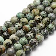 Natural African Turquoise(Jasper) Beads Strands, Faceted, Round, 10mm, Hole: 1mm, about 37pcs/strand, 14.9 inch~15.1 inch(G-D840-15-10mm)
