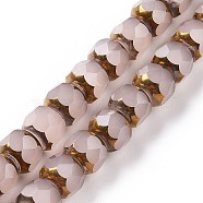 Electroplate Opaque Glass Beads Strands, Half Golden Plated, Long-Lasting Plated, Faceted, Rondelle, Thistle, 7.5x6mm, Hole: 1.2mm, about 60pcs/strand, 15.75''(40cm)(GLAA-P003-A03)