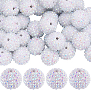 40Pcs Resin Rhinestone Beads, with Acrylic Round Beads Inside, for Bubblegum Jewelry, White, 20x18mm, Hole: 2~2.5mm(RESI-SC0003-12)