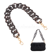 Leopard Print Pattern Acrylic Curb Chain Bag Handles, with Alloy Swivel Clasps, for Bag Replacement Accessories, Gray, 47.7cm(FIND-WH0120-03B)