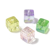 UV Plating Transparent Acrylic Beads, Cube, Mixed Color, 15x15x15mm, Hole: 4mm(OACR-H123-14)