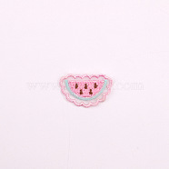 Computerized Embroidery Cloth Iron on/Sew on Patches, Costume Accessories, Appliques, Watermelon, Pink, 22x42mm(FABR-PW0001-228C)