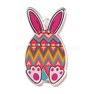 Easter Printed Transparent Acrylic Pendants, Rabbit & Egg, Colorful, 42x22x2.5mm, Hole: 1.6mm(MACR-P042-A04)