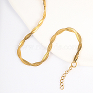 Stainless Steel Twist Rope Bracelet, Herringbone Chain Bracelet, Golden, No Size(MW8904-3)