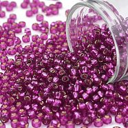 TOHO Round Seed Beads, Japanese Seed Beads, (2223) Silver Lined Dragonfruit, 8/0, 3mm, Hole: 1mm, about 222pcs/10g(X-SEED-TR08-2223)
