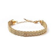 Ion Plating(IP) 304 Stainless Steel Mesh Chain Bracelet, Watch Band Bracelet for Men Women, Golden, 6-3/4 inch(17cm)(BJEW-G669-14G)