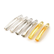 Brass Tube Beads, Hollow Curved Tube, Mixed Color, 45x5.5mm, Hole: 5.5mm(KK-D040-17)