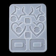 Mixed Shape Pendant & Links Silicone Molds, Resin Casting Molds, For DIY UV Resin, Epoxy Resin Earring Jewelry Making, White, 124x95x4mm(DIY-YW0006-71)