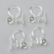 Plastic Clip-on Earring Findings, for Non-pierced Ears, Clear, 12x10x1.2mm, Hole: 0.7mm(KY-P001-08)
