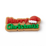 Christmas Theme Opaque Resin Cabochons, for DIY Jewelry Making, Word, 30x13x7mm(CRES-M013-01)