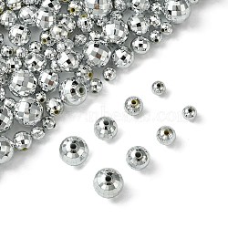 Faceted Round Plated Acrylic Beads, Silver Plated, 6~12mm, Hole: 1~2mm, 300pcs/set(PACR-YW0001-21)