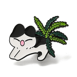 Cat Enamel Pins, Black Alloy Brooches for Backpack Clothes, White, 25x34mm(JEWB-Q009-01A)