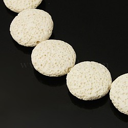 Natural Lava Rock Beads Strands, Dyed, Flat Round, White, 21x6mm, Hole: 1mm(G-I034-12)