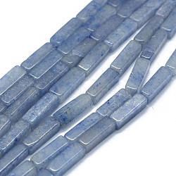 Dyed & Heated Natural Blue Aventurine Beads Strands, Cuboid, 12.5~13.5x3~5x3~4.5mm, Hole: 1mm, about 30~32pcs/strand, 15.1~15.9 inch(38.5~40.5cm)(G-F631-E01-02)