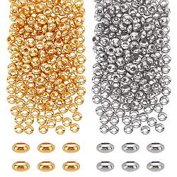 400Pcs 2 Colors Brass Spacer Beads, Rondelle, Platinum & Golden, 4x2mm, Hole: 2mm, 200pcs/color(KK-FH0003-46)
