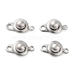 Non-Tarnish 201 Stainless Steel Snap Clasps, Stainless Steel Color, 14.5x8x5.5mm, Hole: 1.5mm(STAS-K212-01P-01)