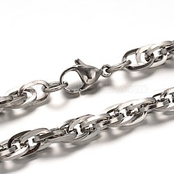 304 Stainless Steel Rope Chain Necklaces, with Lobster Clasps, Stainless Steel Color, 22.63 inch(57.5cm), 5mm(NJEW-L403-04P)