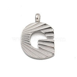 304 Stainless Steel Charms, Handmade Engrave Figure, Full Polished, Stainless Steel Color, Letter G, 13.5x9.5x2mm, Hole: 1.8mm(STAS-G345-01P-G)