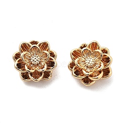 Brass Charms, Cadmium Free & Nickel Free & Lead Free, Lotus Flower Charms, Real 18K Gold Plated, 9x9x5mm, Hole: 1.4mm(KK-L222-002G)