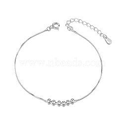 SHEGRACE Simple Elegant Rhodium Plated 925 Sterling Silver Anklet, with Six Small Beads, Platinum, 21cm(JA54A)