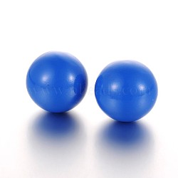No Hole Spray Painted Brass Round Ball Beads Fit Cage Pendants, Blue, 16mm(KK-J229-03)