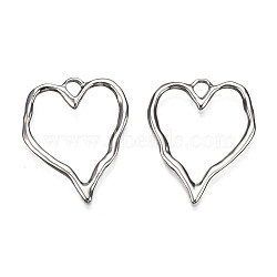 Alloy Pendants, Cadmium Free & Nickel Free & Lead Free, Heart, Platinum, 36.5x28.5x2mm, Hole: 3.5x4mm(PALLOY-N155-115)