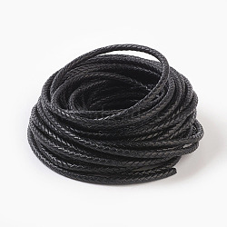 Braided Leather Cord, Leather Jewelry Cord, Jewelry DIY Making Material, Dyed, Round, Black, 5mm, about 10.93 yards(10m)/bundle(WL-F009-B02-5mm)