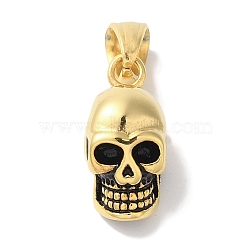 Ion Plating(IP) 304 Stainless Steel Pendants, with Enamel, Skull Charm, Golden, 19x9x9mm, Hole: 6.5x5mm(STAS-Z075-33G)