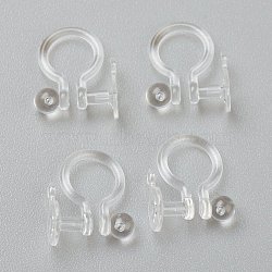 Plastic Clip-on Earring Findings, for Non-pierced Ears, Clear, 12x10x1.2mm, Hole: 0.7mm(KY-P001-08)