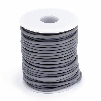 PVC Tubular Solid Synthetic Rubber Cord, Wrapped Around White Plastic Spool, No Hole, Gray, 4mm, about 16.4 yards(15m)/roll
