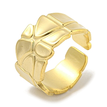 304 Stainless Steel Open Cuff Ring, Polygon, Golden, Inner Diameter: 17.8mm
