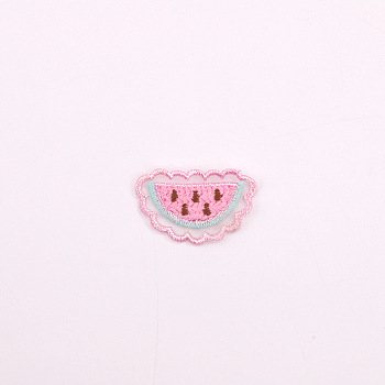 Computerized Embroidery Cloth Iron on/Sew on Patches, Costume Accessories, Appliques, Watermelon, Pink, 22x42mm