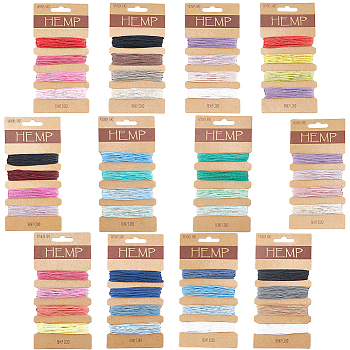 12Pcs 12 Colors Cotton Thread Sets, Chinese Knotting Cord, for Woven Bracelet Necklace Making, Mixed Color, 1mm, 4.6m/color, 4 colors/pc