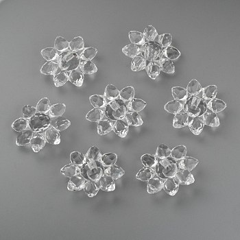 Transparent Acrylic Beads, Faceted, Flower, Clear, 29x12mm, Hole: 3mm