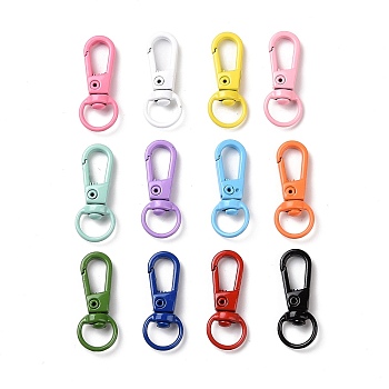 Spray Painted Alloy Swivel Clasps, Mixed Color, 32x12.5x5.5mm, Hole: 9.5mm, inner diameter: 11x6mm
