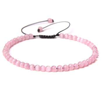 4mm Cat Eye Beaded Braided Bracelets, Adjustable Women's Bracelets, 