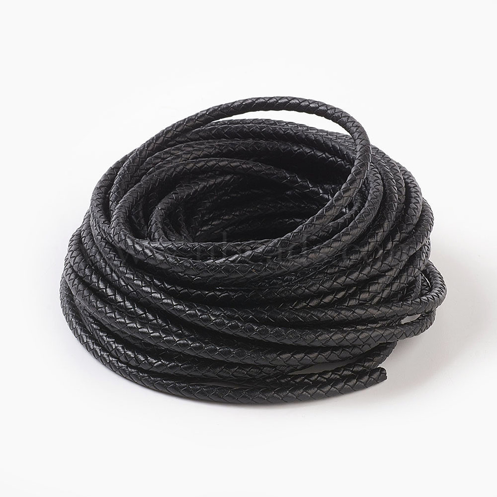 Black Round Real Leather Jewelry Cord 1mm 10M length