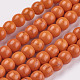 1 прядь окрашенных в оранжевый красный цвет круглых синтетических бирюзовых бусин(X-TURQ-G106-6mm-02G)-1