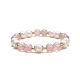 Natural Strawberry Quartz & Pearl Round Beaded Stretch Bracelet for Women(BJEW-JB09246-05)-1