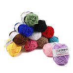 12 Skeins 12 Colors 4-Ply 59.7%Polyester & 40.3%Acrylic Fiber Yarn for Tufting Gun Rugs, Amigurumi Yarn, Crochet Yarn, for Sweater Hat Socks Baby Blankets, Mixed Color, 2.5mm, about 76.55 Yards(70m)/Skein, 1 skein/color(OCOR-FS0001-07)