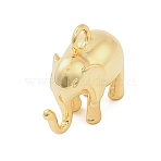 Brass Pendants, Elephant Charms, Golden, 12x14x7mm, Hole: 1.8mm(KK-I380-09G)