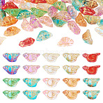 50Pcs 10 Colors Baking Paint and Golden Metal Enlaced Glass Beads, Bird, Mixed Color, 11x22x11.5mm, Hole: 1mm, 5pcs/color(DGLA-TA0001-64)