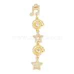 Brass Micro Pave Cubic Zirconia Big Pendants, Golden, Musical Note, 62x11x3mm, Hole: 1.4mm(KK-A297-04E-G)