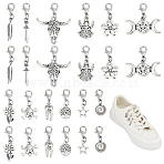 24Pcs 12 Styles Alloy Shoes Charms, with Alloy Lobster Claw Clasps, Mixed Shapes, Antique Silver, 25~37mm, 2pcs/style(HJEW-DR00099)